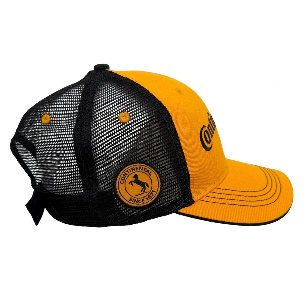 Continental Tires Trucker Hat Yellow Black Mesh Snapback Baseball Cap Mens OSFM